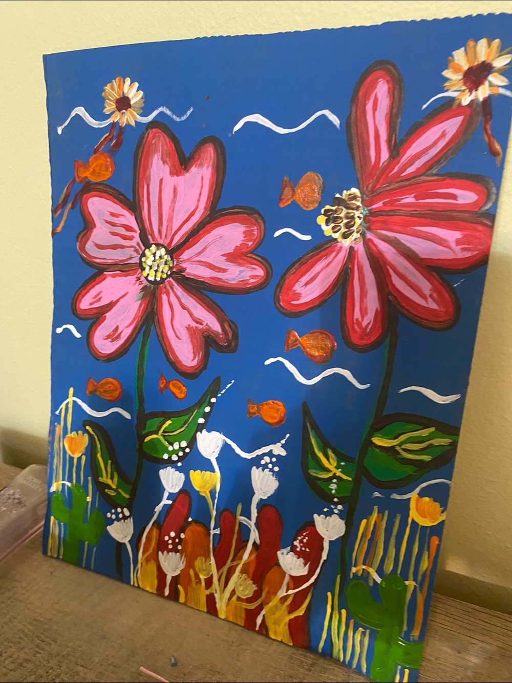 Pink Floral Cardboard Wall Art - Decorative Home Art